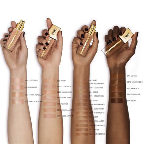 all hours ysl foundation swatches|YSL touche eclat shade chart.